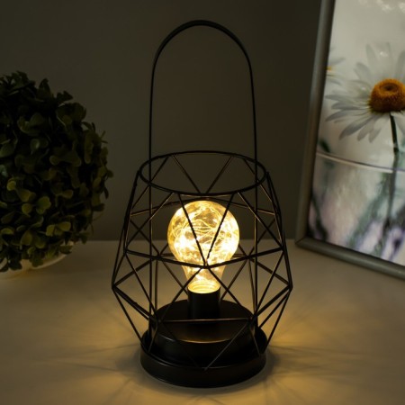 Nightlight "lantern" LED from AAA batteries black 14x14x27 cm Risalux-2