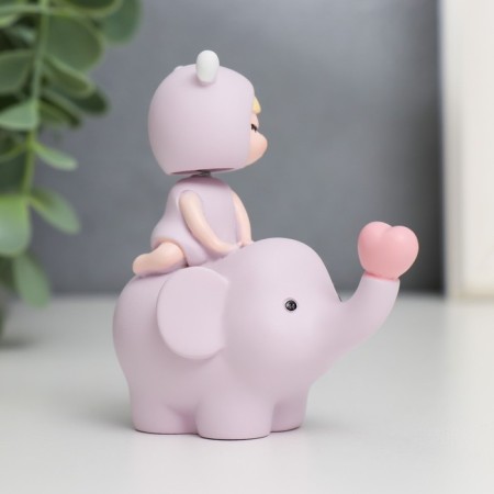 Souvenir Polystone "Baby on the Elephant, with the heart" spring 7.5x4x7 cm-4