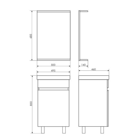 Comforty K-50 mirror for the bathroom, white color, 70x50x14 cm-2