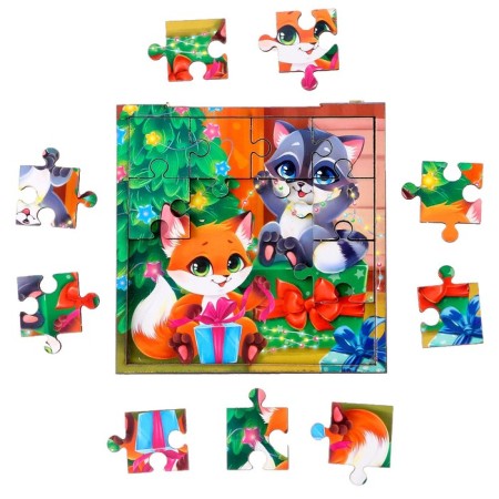 New Year's wooden puzzle "New Year! Fun party"-4