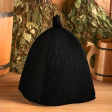 A hat for a bathhouse with a straight bottom, black