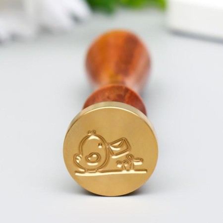 Printing for waxing with a wooden handle "chicken with a letter" 9x2.5x2.5 cm-1