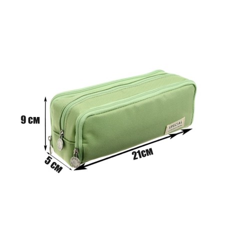 School Penal on the zipper 3-section, green-8