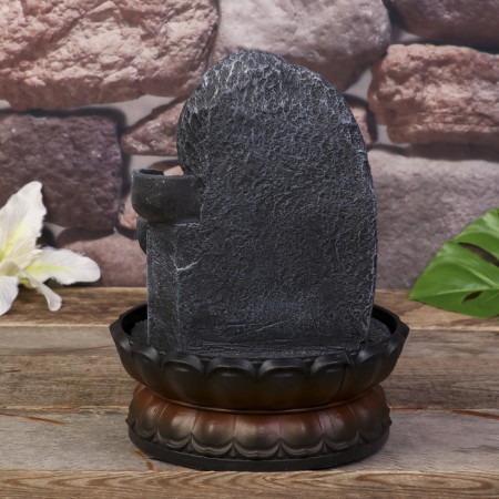 The desktop fountain from the network, backlight "Buddha" gray marble 30x20.5x20.5 cm-5