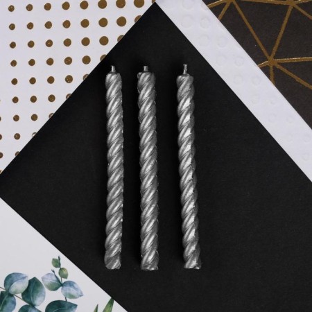 Candles for the cake, silver, 16 pcs., 5 x 6.5 cm.-2