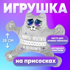 Auto -toe “Understand, forgive and call”, cat, on suction cups, with a card for a phone number