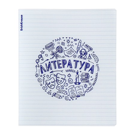 Subject notebook, 48 sheets, ruler, literature Erichkrause "Chaos", plastic cover silk-screen covers, Bloc Offset 100%, info-block