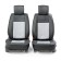 Frame caps for the front seats Car Performance, 2 pcs, eco-leather, black and gray