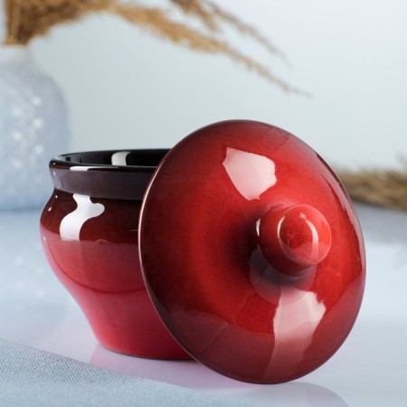 Ceramic pot “Mistress Dream” 0.35l / 11x10cm, red-1