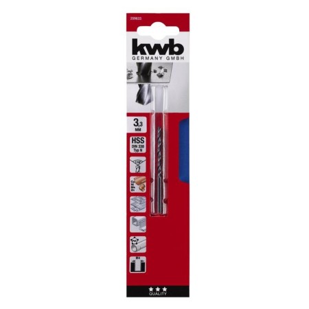 Metal drill KWB DIN338, 3.3x70 mm, sharpening angle 118 °, HSS-R steel-1