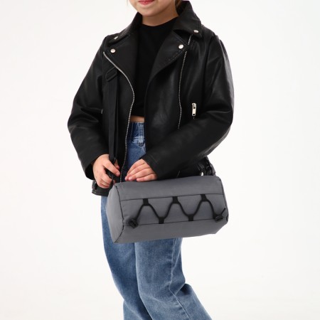 Sports bag with zipper, gray color-5
