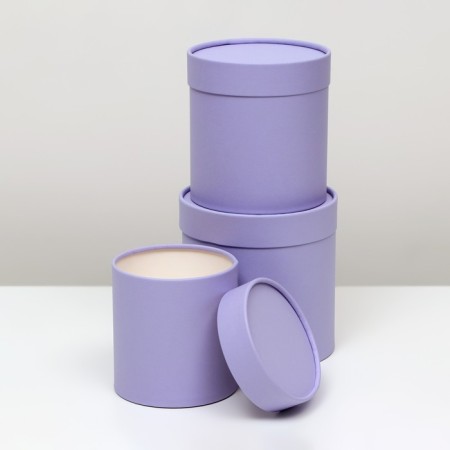 Set of round boxes 3 in 1, "Lilac", 16x16, 14x14, 12x12 cm-2