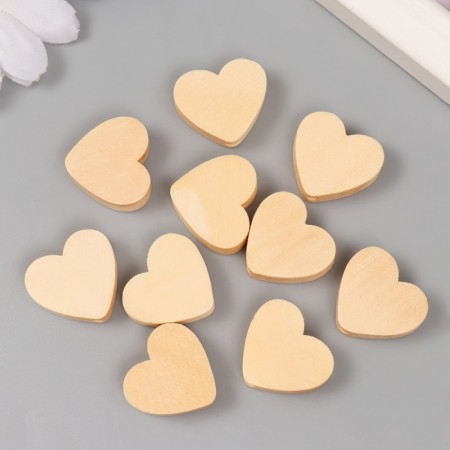 Wooden beads "Astra" hearts 19x21 mm, 18 gr. 10 pcs/pack, natural wood-2