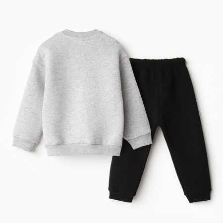 A set for a boy (sweatshirt, trousers), I was launched, the color is black/gray melange, height 80-6