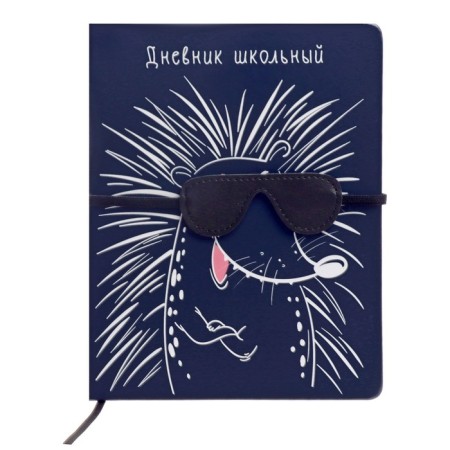 School diary for grades 1-11 "Hedgehog Pokyatnik", hard cover, artificial leather, artificial leather application, silk-screen printing, 48 sheets, OFSET 80G/m2 block
