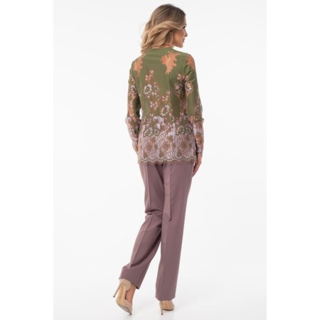 Female blouse, size 42, beige color, green-6