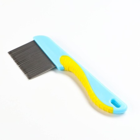 A comb for wool with long teeth and an ergonomic handle, 15 cm, mix of flowers-1