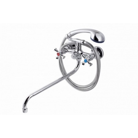 FAUZT FZS-511-07 bath mixer, two-wound, long spout, shower set, chrome