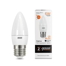 LED LED ELEMENTARY 6W candle 3000K TEPP. Bel. E27 420lm Gauss 33216