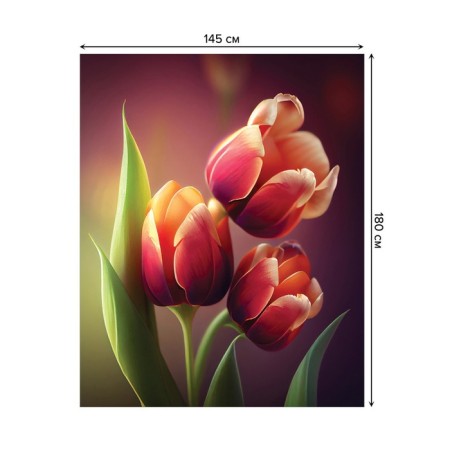 Gabloon on the table "Bouquet of tulips", rectangular, Saten, size 145x180 cm-1