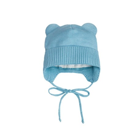 A cap on ties with ears children's Amarobaby Pure Love Bear, with a lining, size 46-48 cm, blue color-5