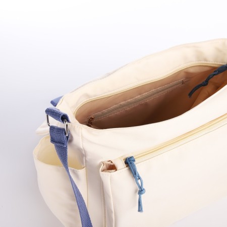 Youth bag with zipper, milk/blue color-4