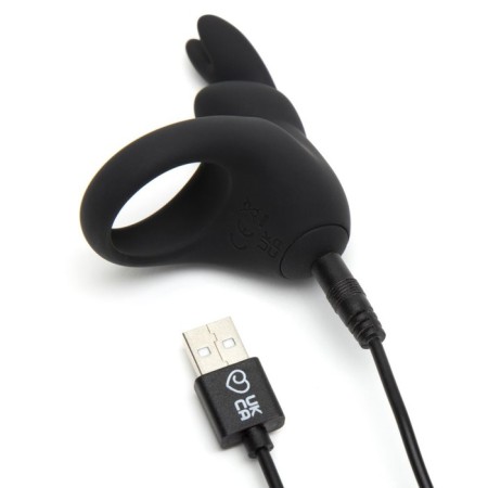 Erective ring with vibration Happy Rabbit, Black-3