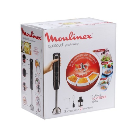 Bleader Moulinex DD833810, submersible, 600 W, 16 speeds, 0.8 l, 3 nozzles, black-6