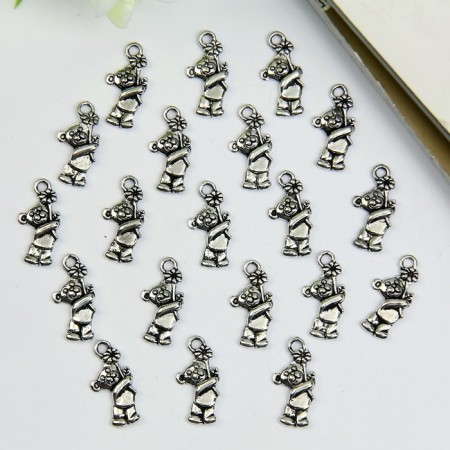 Decor for creativity Metal "Bear with chamomile" silver 2x1 cm-3