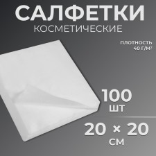 Disposable cosmetic napkins, 100 pcs, density 40g/m2, spanley, 20 × 20 cm, white color