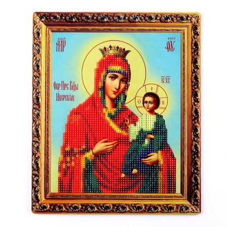 Diamond embroidery with partial filling "Theotokos" 21 × 25 cm, canvas, capacity-1