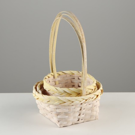A set of wicker baskets, D16x10/31 cm, D19x10/32 cm, d21x11/36 cm, 3 pcs, yellow, bamboo-1