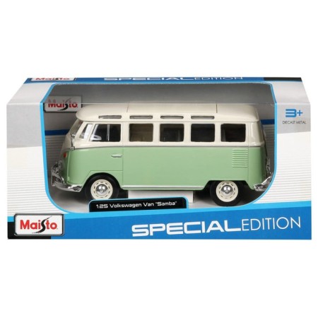 MASTO DIE-CAST Volkswagen Van Samba, opening doors, 1:25, green color-10