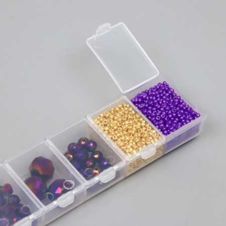 A set of glass beads "Astra" 5x7,6,8,10,12 mm, (70 +/- 2pcs) purple-1