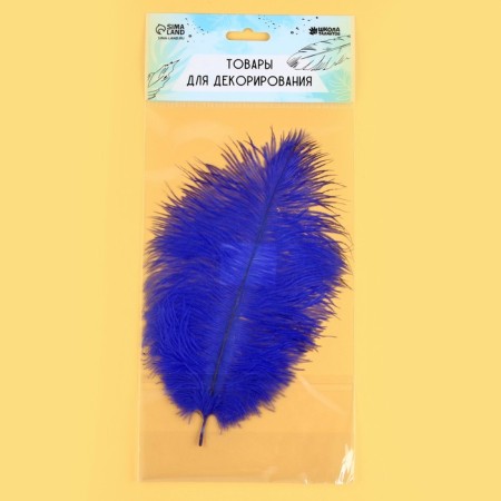 Feather for decor, size: 20-24 cm, blue color-2