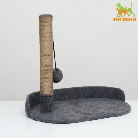 A bed with a cloth "Pijon", felt, oval, 55 x 36 x 47 cm, jute, dark gray-1