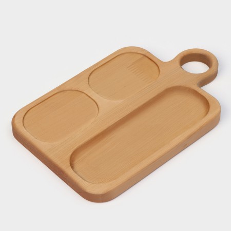 Gift set of ADELICA wooden dishes, serving 3 sections, 2 Menzhitsa removable, oil as a gift 100 ml, birch-10
