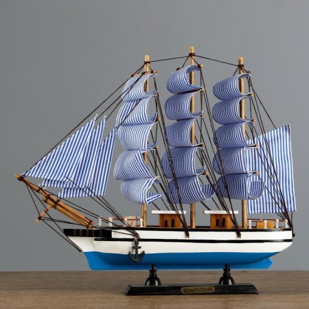 Ship "Chesma" three-masted blue-white paprusa, 34*7*32cm
