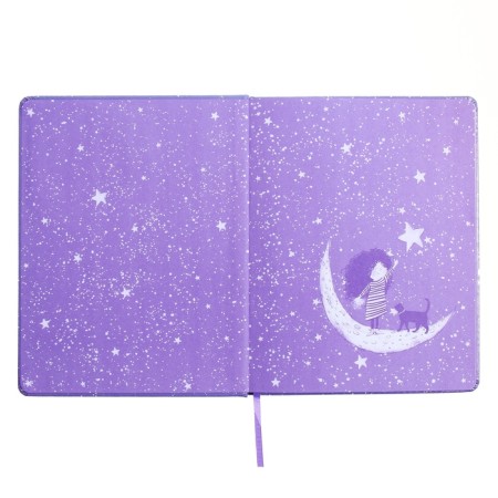 Universal Diary Grade 1-11, 48 sheets "Girl on the Moon", solid cover of artificial leather, applique, liesa, OFSET block-6