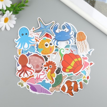 Stickers plastic "sea inhabitants" set 60 pcs 10x12 cm
