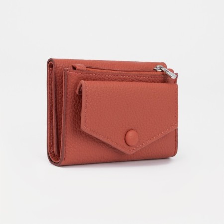 Women's wallet on a magnet, coral color