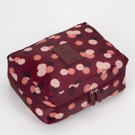 Cosmetic bag with lightning, burgundy color