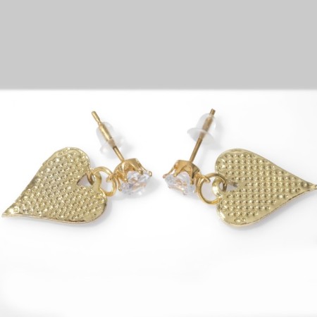 Earrings with rhinestones "Heart" elegant, white color in gold-2