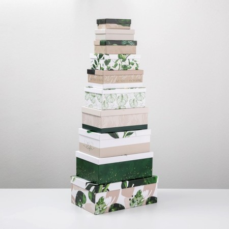 Set of boxes 10 in 1, gift packaging, “Green”, 12 x 7 x 4 - 32.5 x 20 x 12.5 cm-2
