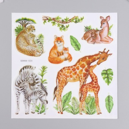 Plastic sticker interior phosphorus "Animals in Africa" ​​MIX 25x20.5 cm-1