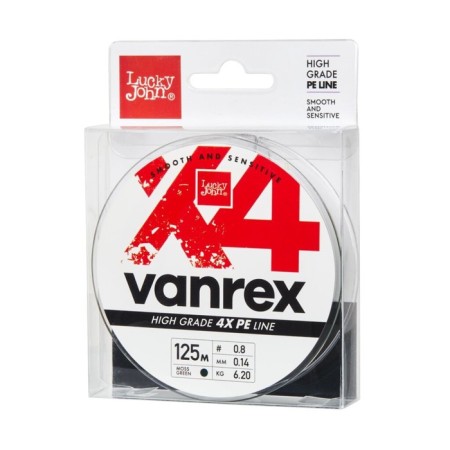 Леска плет. Lucky John Vanrex х4 BRAID Moss Green 125/020-2
