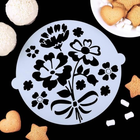 A set of culinary stencils for decorating baking "Bouquet", 8 pcs: 2 pcs d = 20 cm, 6 pcs d = 8 cm-2
