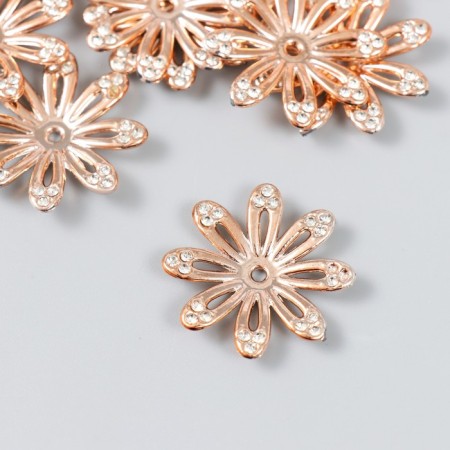 Decor for creativity plastic, rhinestones "Golden chamomile" set of 12 pcs 3x3 cm