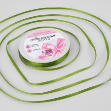 Satin tape, 3 mm × 45 ± 1 m, color light olive No. 184
