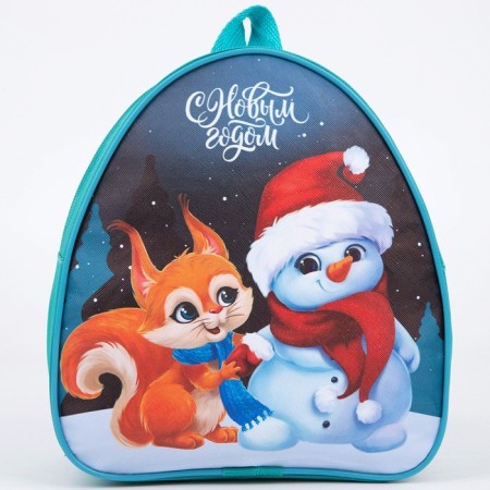 New Year's children's backpack "Happy New Year", a snowman and a fox-3